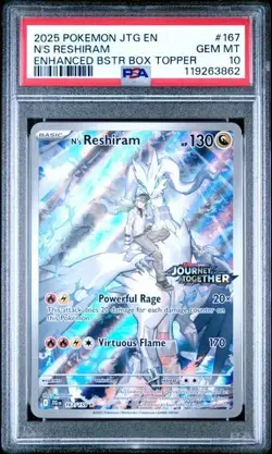PSA 10 - 2025 Pokemon Journey Together Enhanced Box Topper N'S RESHIRAM #167 862 - Image 1