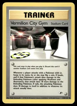 Pokemon Cards Vermilion City Gym 120/132 UNLIMITED Gym Heroes WOTC Uncommon NM - Image 1