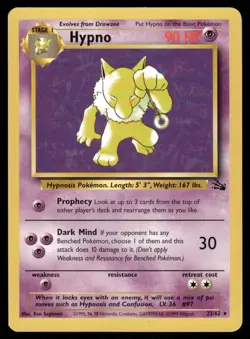 Pokemon Cards Hypno 23/62 UNLIMITED WOTC Fossil Rare LP - Image 1