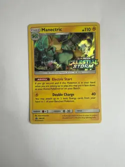 Pokemon TCG: Manectric SM130 PRE RELEASE STAFF STAMPED Celestial Storm Promo - Image 1
