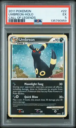 2011 POKEMON CALL OF LEGENDS #22 UMBREON-HOLO PSA 5 - Image 1