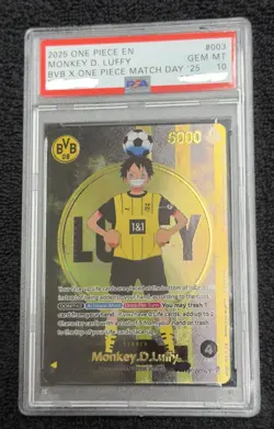 🚨MONKEY D. LUFFY BVB X ONE PIECE MATCH DAY '25 ONE PIECE PROMOS 2025 003 PSA 10 - Image 1