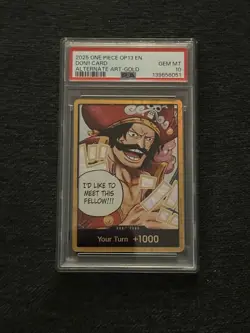 One Piece OP13-Carrying On His Will Don!! Card-Gol. D Roger Gold Alt Art PSA 10 - Image 1