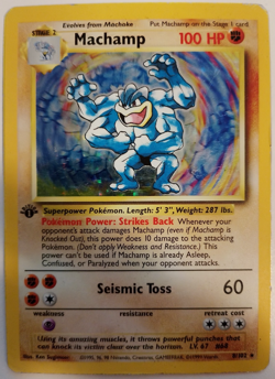 Machamp Base Set 8/102 Holo Vintage Pokemon Card WOTC MP - Image 1