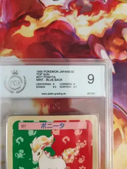 Pokemon Card Ponita Ponyta Topsun Blue Back 1995 Japanese Bandai PGS PSA 9 - Image 4