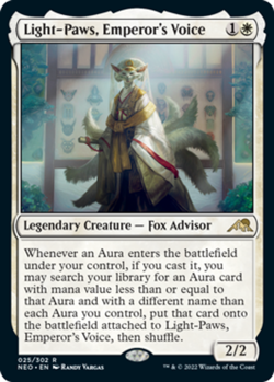 MTG Light-Paws, Emperor's Voice - Foil, Kamigawa: Neon Dynasty, Lightly Played, - Image 1