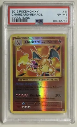 Charizard-Rev.Foil #11 2016 Pokemon Xy Evolutions PSA 8 - Image 1