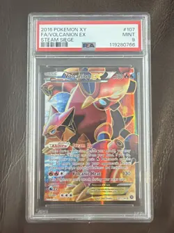 Pokemon Slab PSA 9 Volcanion EX 2016 Steam Siege Full Art #107 - Image 1