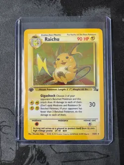 Pokemon Raichu 14/62 Fossil 1st Edition Holo Rare Vintage WOTC 1999 MP - Image 1