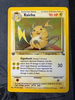 Pokemon Raichu 14/62 Fossil 1st Edition Holo Rare Vintage WOTC 1999 MP - Image 4