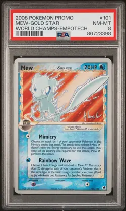 2008 POKEMON WORLD CHAMPIONSHIPS PROMO EMPOTECH #101 MEW-GOLD STAR PSA 8 - Image 1