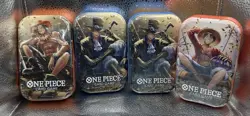 One Piece CCG Deck Tin Set of 4 Featuring Monkey D. Luffy & Portgas D. Ace - Image 1