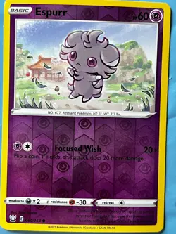 Pokemon Espurr Reverse Holographic Common Card Battle Styles 060/163 - Image 1