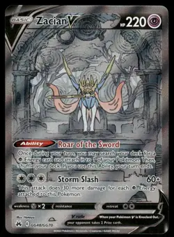 Pokemon Cards Zacian V GG48/GG70 Crown Zenith Galarian Gallery Holo Rare V NM *3 - Image 1