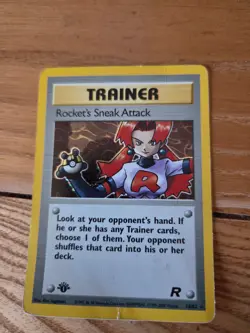 Rocket's Sneak Attack 16/82 Rare Team Rocket Holo 1st Edition Pokemon As Is - Image 1