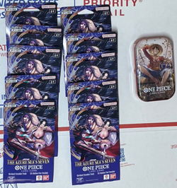 Lot Of 12 One Piece Booster Packs 1 OP-14 Sleeved & 2 OP-13 Luffy Tin Vol 2 New - Image 1