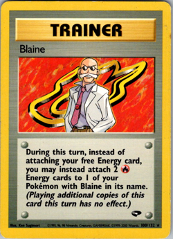 Blaine - 100/132 - Pokemon Gym Challenge Unlimited Rare Card WOTC - Image 1