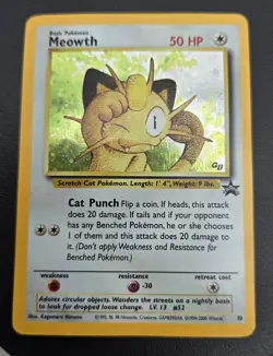 Pokemon TCG Meowth Black Star Promos Holo Card 10 LP/NM Condition - Image 1