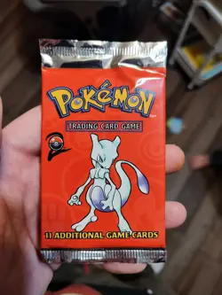 Pokemon Base Set 2 Mewtwo Art Open Pack w Original Cards! Perfectly Opened! Mint - Image 1