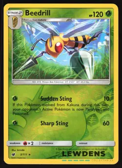Beedrill - 3/111 - Rare Reverse Holo - Crimson Invasion - Pokemon Card - Image 1