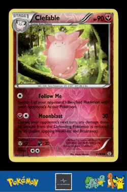 2016 Pokemon XY Generations 20th 51/83 Clefable Reverse - Image 1