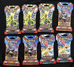 Pokemon Scarlet & Violet 3 Obsidian Flames Sleeved Booster 8 Packs Factory Seal - Image 1