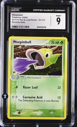Pokemon EX Fire Red & Leaf Green 51/112 Weepinbell Reverse Holo Grass CGC 9 MINT - Image 2