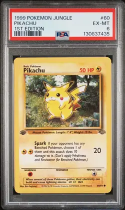 1999 POKEMON JUNGLE 1ST ED #60 PIKACHU PSA 6 - Image 1