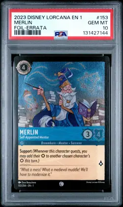 2023 DISNEY LORCANA EN 1-THE FIRST CHAPTER MERLIN - SELF-APPOINTED MENTOR PSA 10 - Image 1