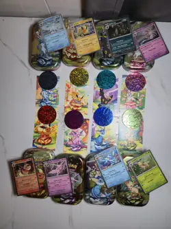 Pokemon Prismatic Evolutions Cosmo Promo Cards & EMPTY Mini Tins Costco Pack (8) - Image 1