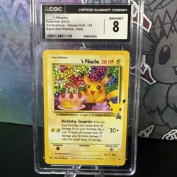 CGC 8 Celebrations Birthday Pikachu Holo Black Star 24 Pokemon Card - Image 1