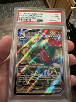 POKEMON SWORD & SHIELD CROWN ZENITH #101 FULL ART/RAYQUAZA VMAX PSA 10 - Image 1