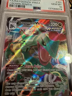 POKEMON SWORD & SHIELD CROWN ZENITH #101 FULL ART/RAYQUAZA VMAX PSA 10 - Image 3
