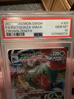 POKEMON SWORD & SHIELD CROWN ZENITH #101 FULL ART/RAYQUAZA VMAX PSA 10 - Image 4