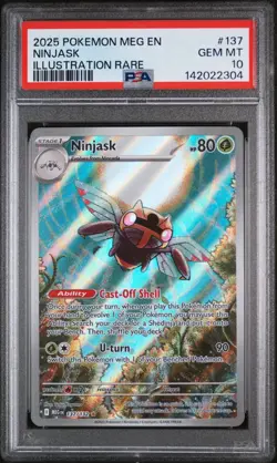 Pokemon Ninjask 137/132 Me01: Mega Evolution Illustration Rare Holo PSA 10 MINT - Image 1