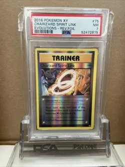 2016 POKEMON XY EVOLUTIONS #75 CHARIZARD SPIRIT LINK-REVERSE FOIL PSA 7 - Image 1