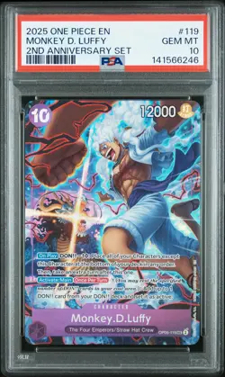 2025 ONE PIECE ENGLISH 2ND ANNIVERSARY SET OP05-119 SEC MONKEY D LUFFY PSA 10 - Image 1