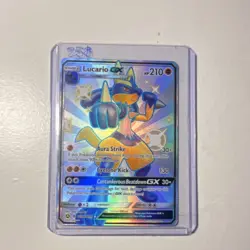 Pokemon Lucario GX Shiny Holo Rare Full Art SV64/SV94 Hidden Fates 210HP English - Image 1