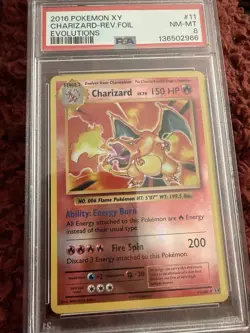 2016 Pokemon XY Evolutions Charizard Reverse Holo Foil 11/108 PSA 8 - Image 1