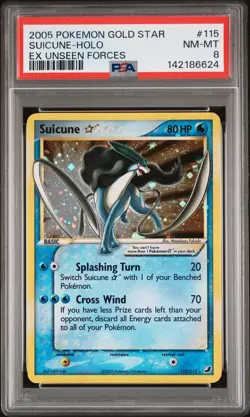 2005 POKEMON EX UNSEEN FORCES GOLD STAR #115 SUICUNE-HOLO PSA 8 - Image 1