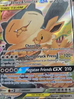 Pokemon Eevee & Snorlax GX TAG TEAM Promo Holo SM169 SM Clean Front DAMAGE Back - Image 2