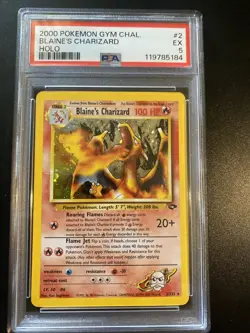 Pokemon TCG Blaine's Charizard Gym Challenge 2/132 Holo PSA 5 - Image 1