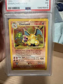1999 POKEMON BASE SET UNLIMITED #4 CHARIZARD-HOLO PSA 3 - Image 4