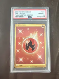 Pokemon Slab PSA 10 Gold Fire Energy #284 2021 Fusion Strike - Image 1