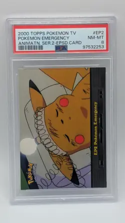 2000 Topps Pokemon TV Animatn Series 2 Episode Card #EP2 Pokemon Emergency PSA 8 - Image 1