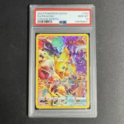 PSA 10 2023 POKEMON SWORD & SHIELD CROWN ZENITH #160 FULL ART/PIKACHU - Image 1