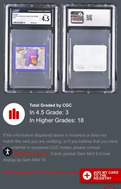CGC 4.5 - 2000 Pokemon Stadium Action 3D Gengar Lenticular #46 - - Image 3