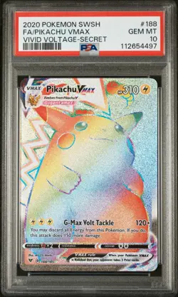 2020 Pokemon Vivid Voltage Pikachu VMax Rainbow 188/185 PSA 10 GEM MINT SECRET - Image 1