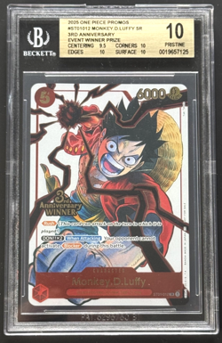 2025 One Piece Promos ST01012 Monkey D Luffy 3rd Anniversary Winner Prize BGS 10 - Image 1