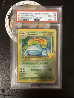 PSA 10 Venusaur 15/102 Pokemon Celebrations Classic Collection Holo Graded Card - Image 1